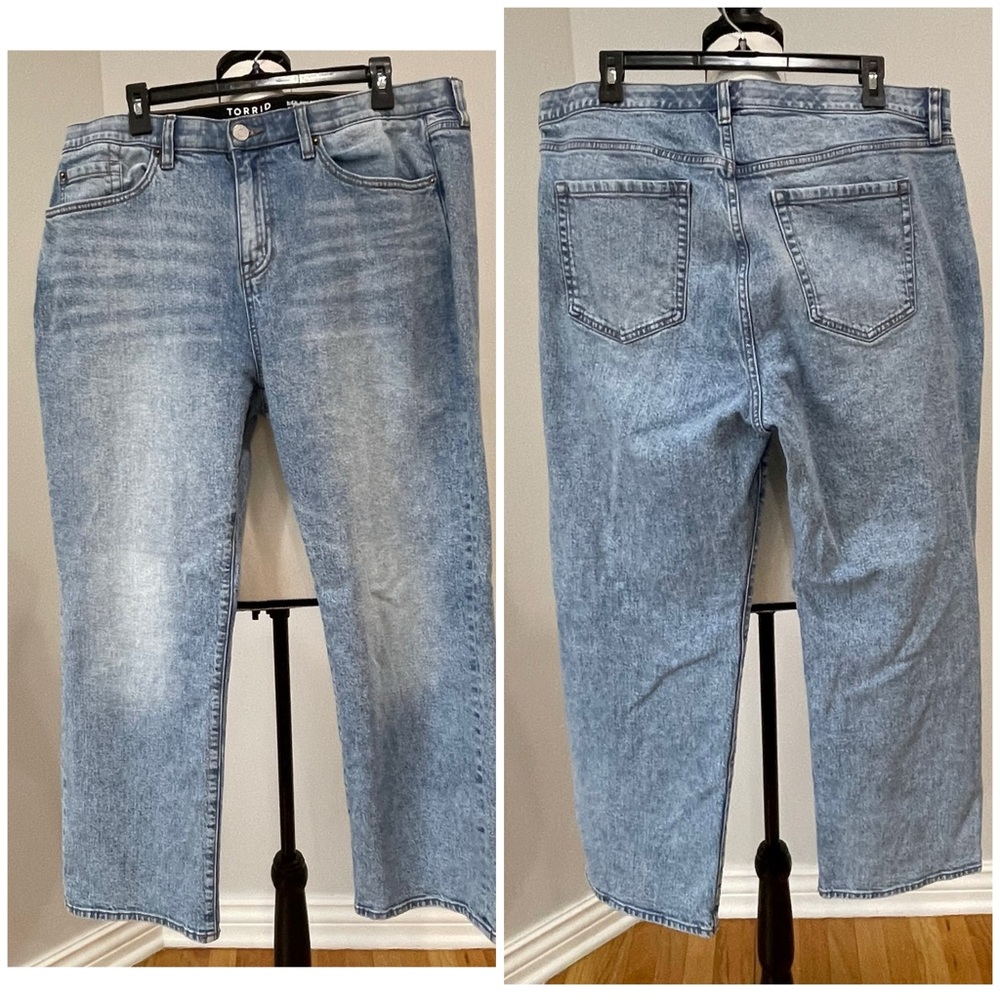 Torrid High Rise Baggy Straight leg high rise denim jeans size 14 short modest - Picture 7 of 13